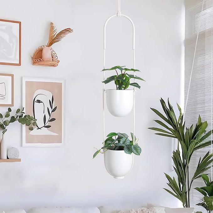 Hanging Planters 2 Tiers Metal Plant Hangers - Image 7