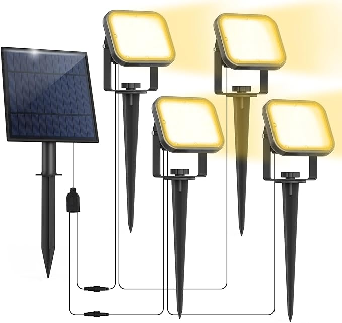 Solar Spot Lights Outdoor, 20 LED IP65 Waterproof Solar Landscape Spotlights by CREPOW