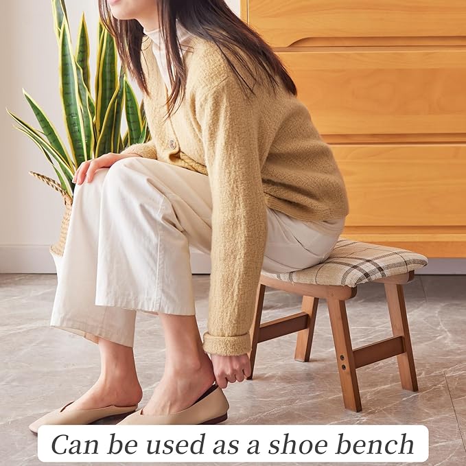 Foot Stool, Bamboo Small Sofa Foot Rest Under Desk, Extra Seating - Image 6