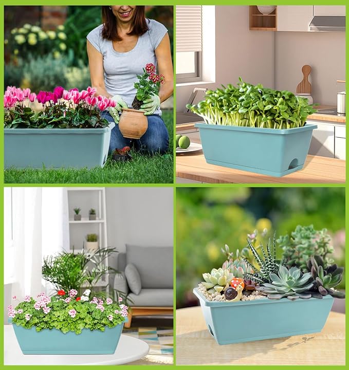 Window Box Planter, 7 Pack Plastic Vegetable Flower Planters Boxes 17 Inches - Image 7