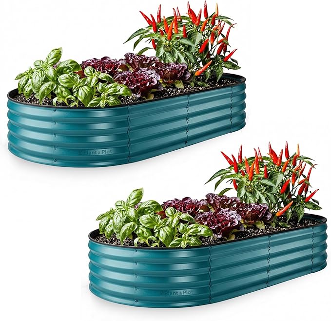 Plant & Plot Galvanized Raised Garden Beds Outdoor // 6×3×1 ft Planter Raised by PlantPlot