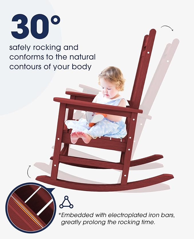 KINGYES Oversized Outdoor Rocking Chair Set of 4, All-Weather Patio Rocking - Image 4