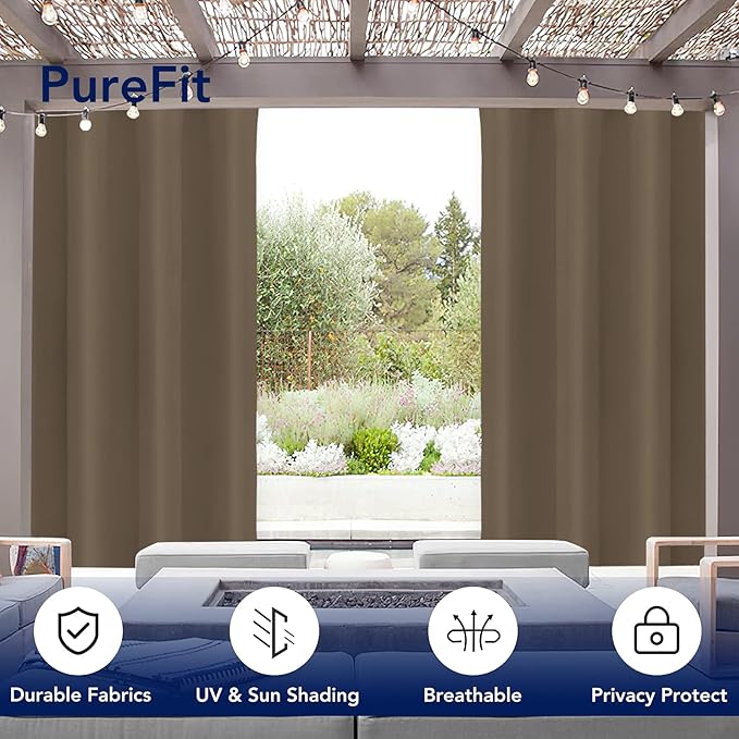 PureFit Outdoor Curtains for Patio Waterproof Weatherproof, UV Resistant - Image 3