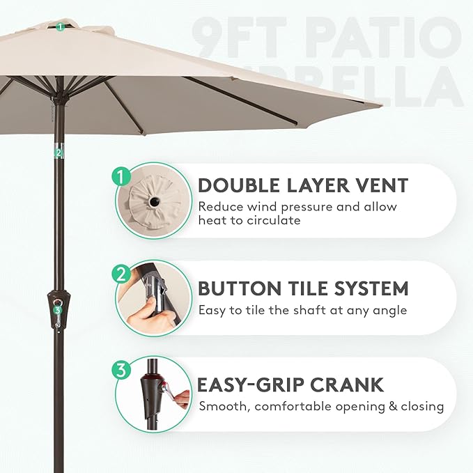 JEAREY 9FT Outdoor Patio Umbrella Outdoor Table Umbrella - Image 2