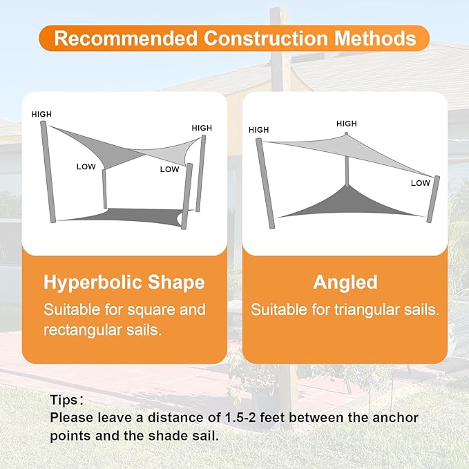 Artpuch Sun Shade Sails Canopy, 185GSM Shade Sail UV Block - Image 7