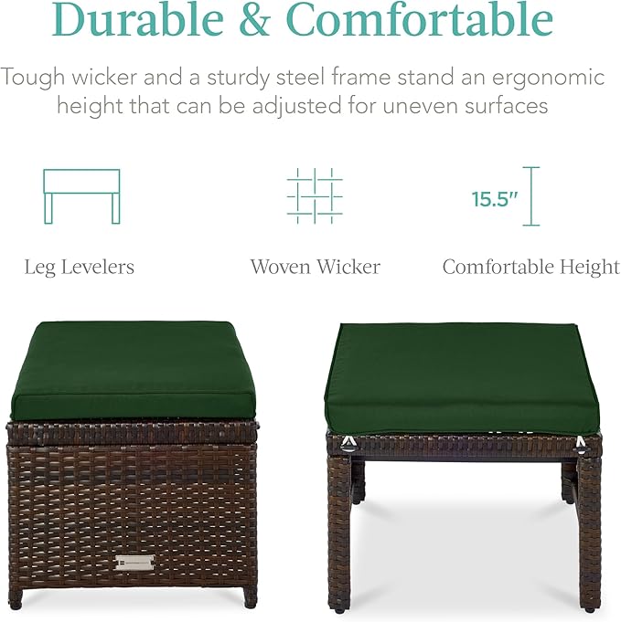 Best Choice Products Set of 2 Wicker Ottomans, Additional Seating, Side Table - Image 2