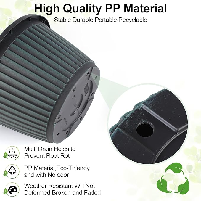 Planter-Pots-for-Plants-Indoor-Outdoor, 4 Pack 10 Inch Plastic Flower Pots - Image 5