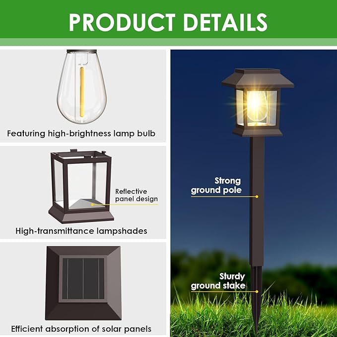 Solar Outdoor Lights, 12 Pack Solar Pathway Lights Waterproof, Landscape - Image 6