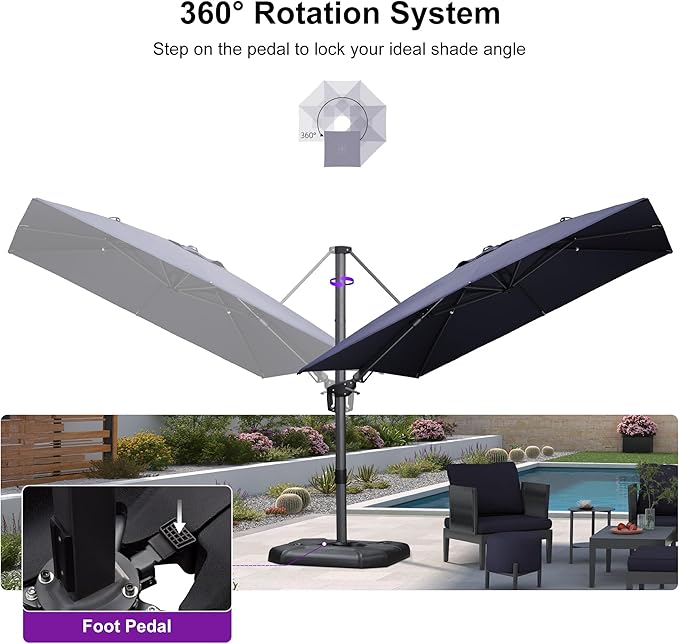 PURPLE LEAF 9' X 12' Right-left Tilt Patio Umbrella - Image 7