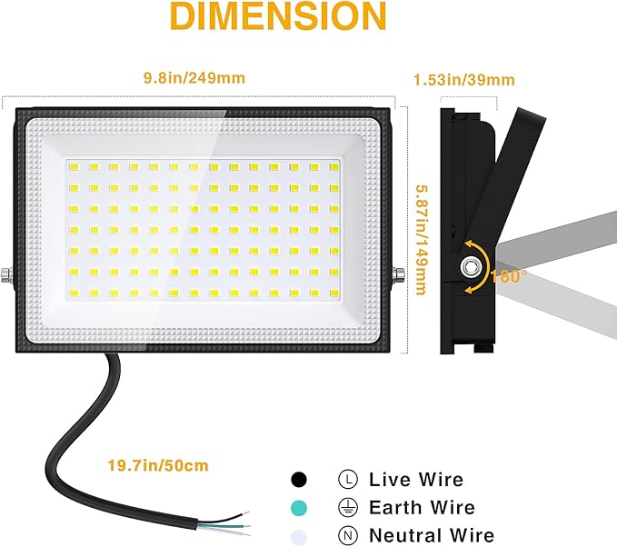 Onforu 120W LED Flood Light Outdoor, 12000LM Security Lights, IP66 Waterproof - Image 7