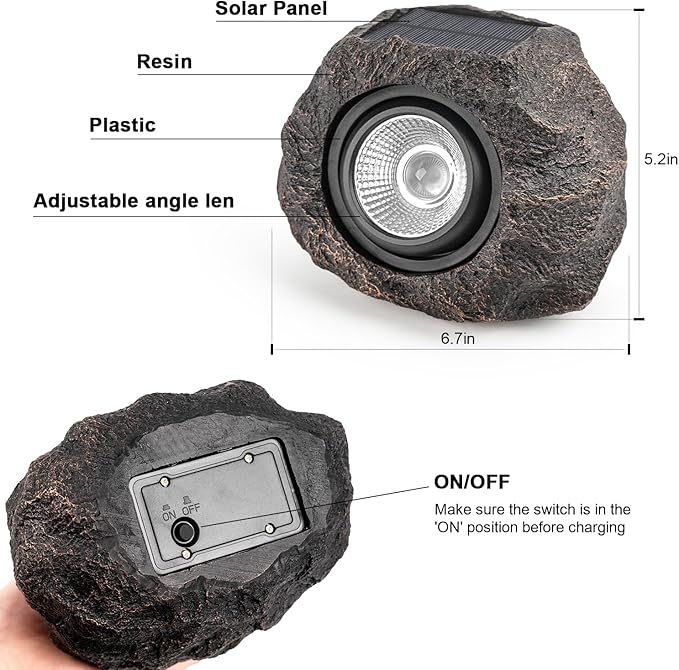 Solar Rock Lights Outdoor – 2 Pack Waterproof LED Landscape Garden Spotlights - Image 5