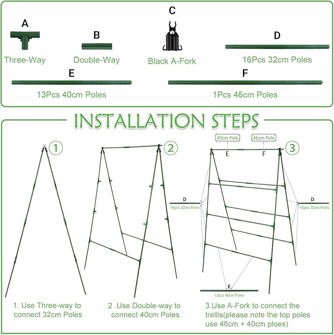 32 x 53 Inch Cucumber Trellis for Climbing Plants Outdoor A-Frame Garden - Image 4
