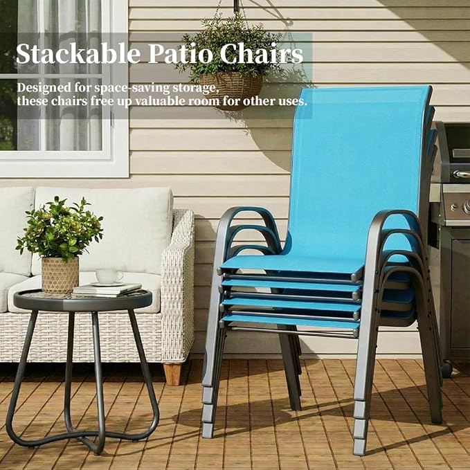 MAMIZO Patio Dining Chairs, Stackable All Weather Teslin Chair, Heavy Duty - Image 7
