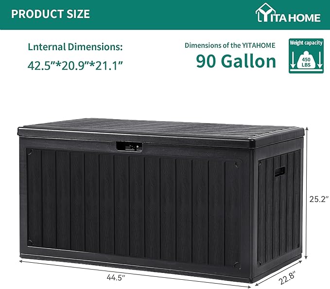YITAHOME 90 Gallon Large Deck Box - Image 6