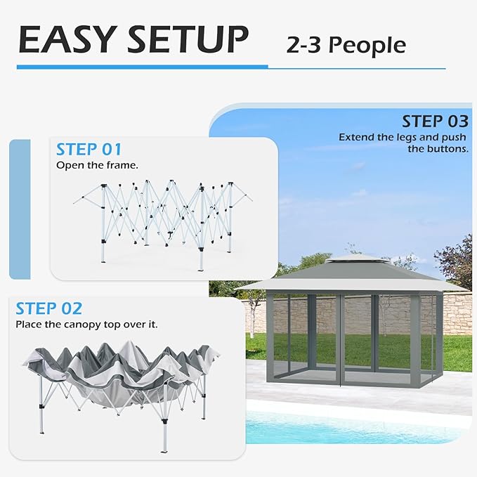 ECOTOUGE 13x13 FT Pop Up Canopy Tent - Image 4