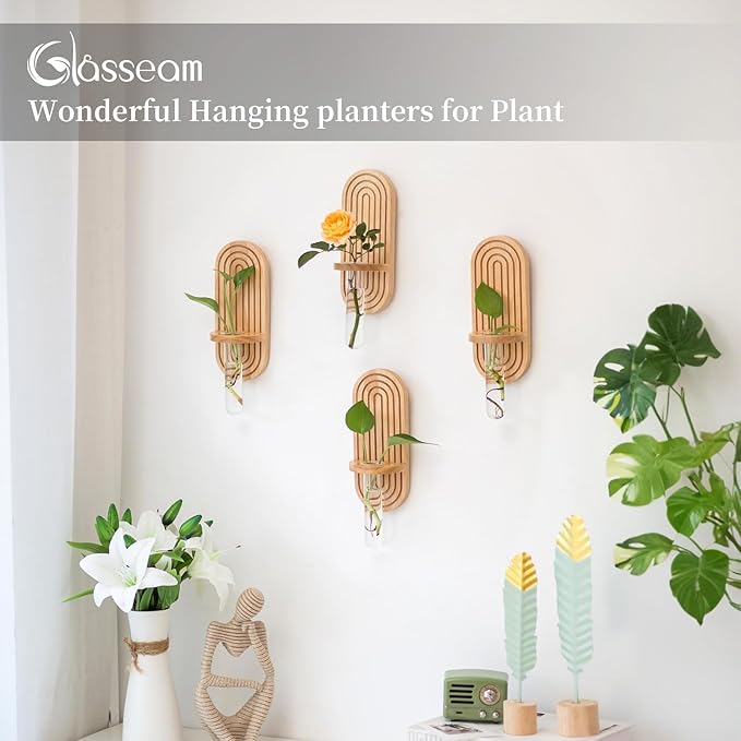 Glasseam Hanging Plant Propagation Stations: Boho Glass Wall Propagation vases - Image 4