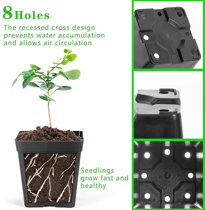 June Fox Square Nursery Pots 3.3 Inches Flexible Plastic Seedling Pots Square - Image 5