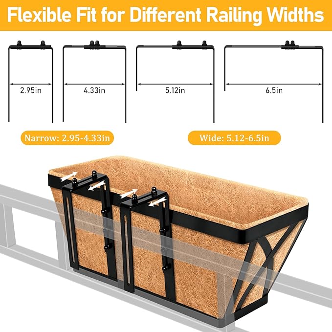 Riare 4 Pack 16 Inch Metal Railing Planter Window Box - Image 4