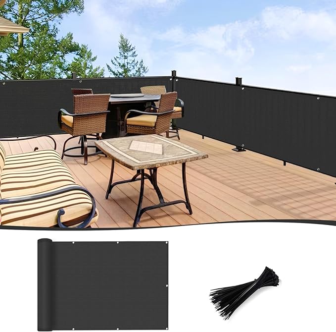 LOVE STORY 3'x115'' Black Balcony Privacy Screen Fence, UV Protection by LOVESTORY