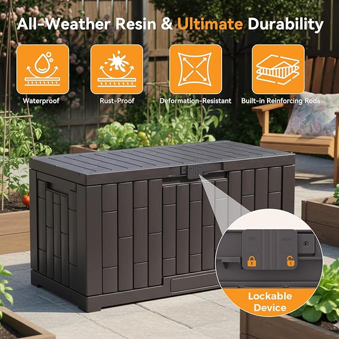 NEWBULIG 60 Gallon Deck Box, Waterproof Outdoor Storage Box - Image 4
