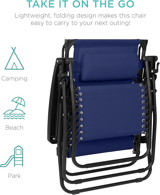 Best Choice Products 30” Wide Folding Zero Gravity Outdoor Recliner Patio - Image 9
