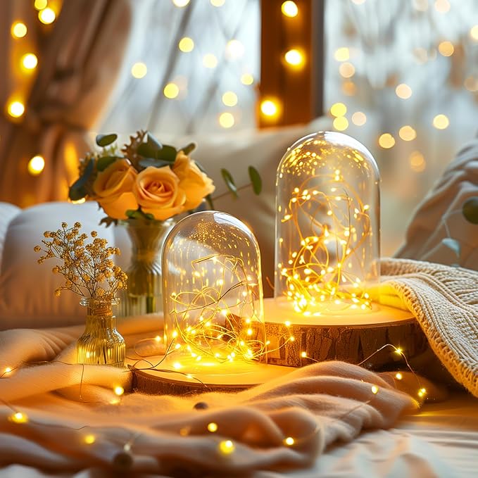2Pack Fairy Lights Plug in, 33Ft 100 LEDs Waterproof Silver Wire Firefly Lights - Image 2