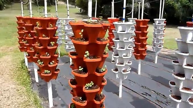 Strawberry Stackable Planter, Vertical Tower Garden, 5 Tiered Stacking Herb - Image 8