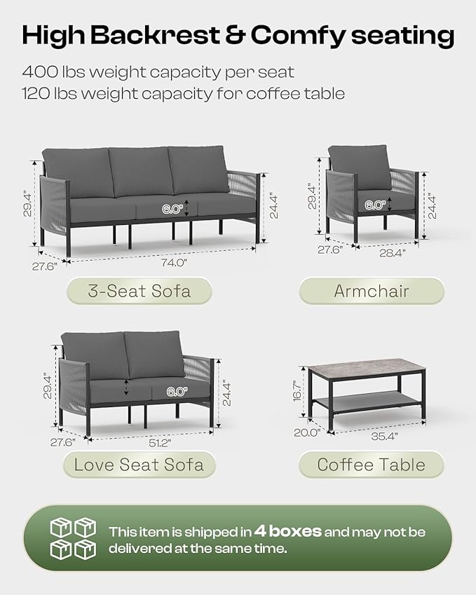 Aluminum Outdoor Patio Furniture Set - Image 7