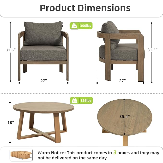 Outdoor Patio Furniture Set, 5 Pieces Modern Metal Patio Conversation Set - Image 2