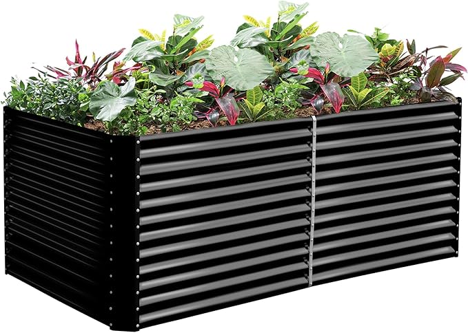Land Guard 8x4x3ft Rectangular Galvanized Raised Garden Beds, Large-Capacity by LandGuard