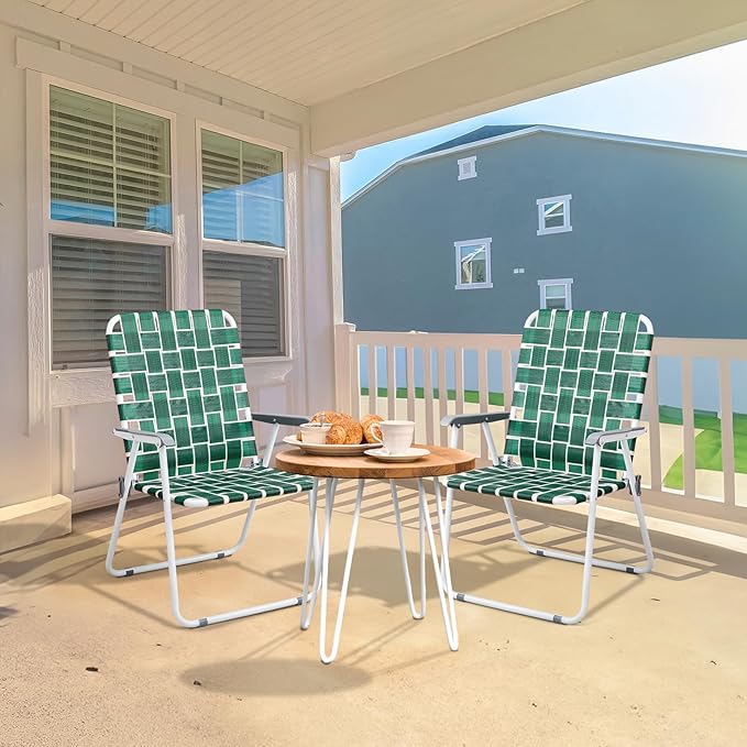 VINGLI Patio Lawn Webbed Folding Chairs Outdoor Beach Portable Camping Chair - Image 2