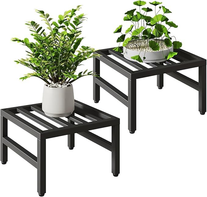IBUYKE 2 Pack Metal Plant Stand Indoor Outdoor, Heavy Duty Small Flower Pot by IBUYKE