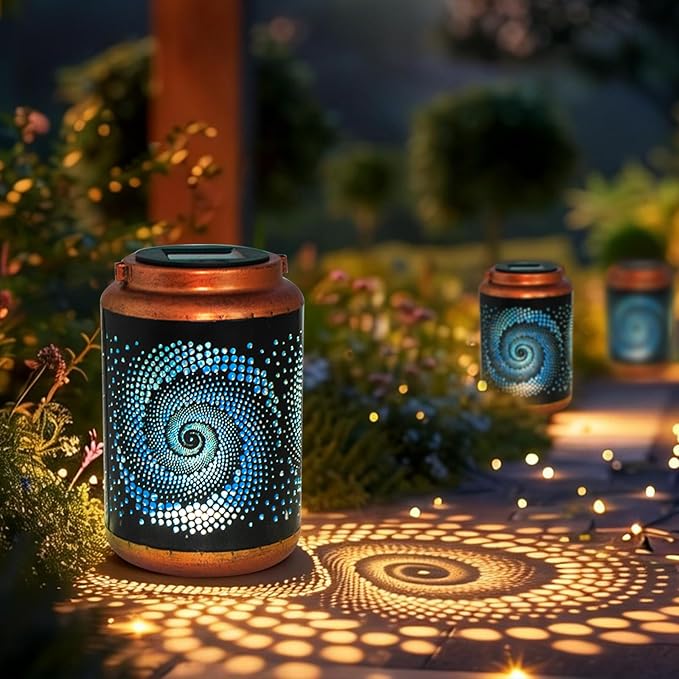 2 Pack Solar Lanterns Outdoor Hanging Metal Waterproof LED - Image 6