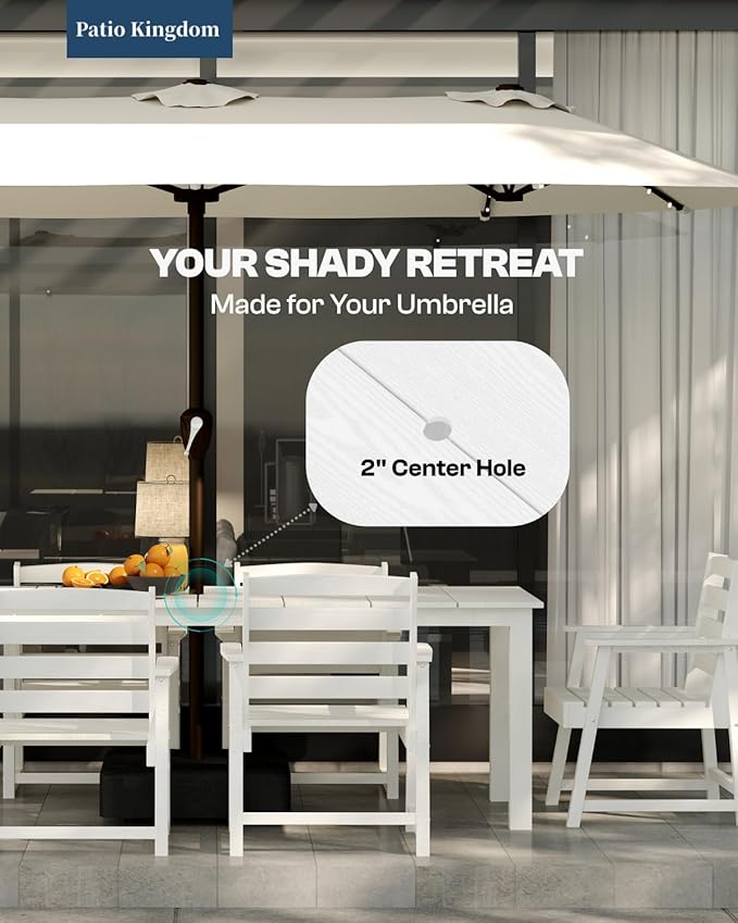 5-Piece White Outdoor Dining Set - Image 4