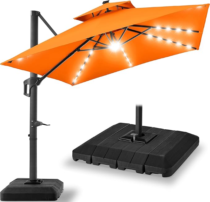 Best Choice Products 12x12ft LED Cantilever Patio Umbrella w/Base Included & by BestChoiceProducts