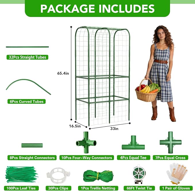 65" Tall Cucumber Trellis for Raised Bed, Garden Trellis for Climbing Plants - Image 5