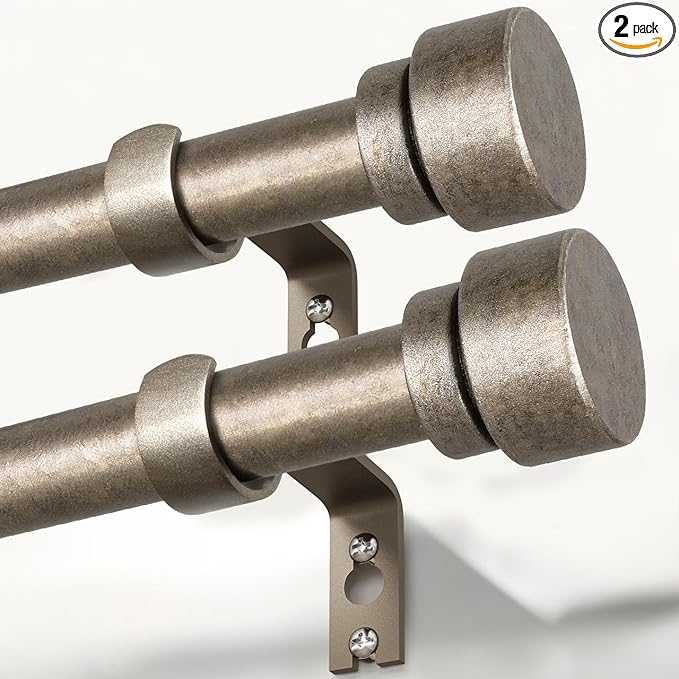 2 Pack Retro Silver Curtain Rods Set by Unknown