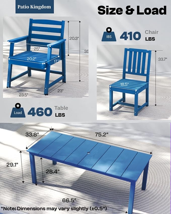 5-Piece Navy Blue Outdoor Dining Set - Image 3