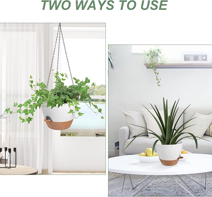 Hanging Planters for Indoor Outdoor Plants, 2 Pack Self Watering Hanging Pot - Image 5