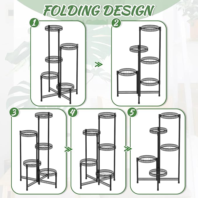 iDavosic.ly Plant Stand Indoor Outdoor, 5 Tier Corner Metal Flower Display - Image 5