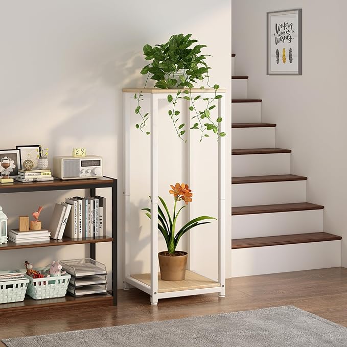 Plant Stand Indoor Corner Tall 2 Tier Metal Modern Flower Storage Plant Shelf - Image 3