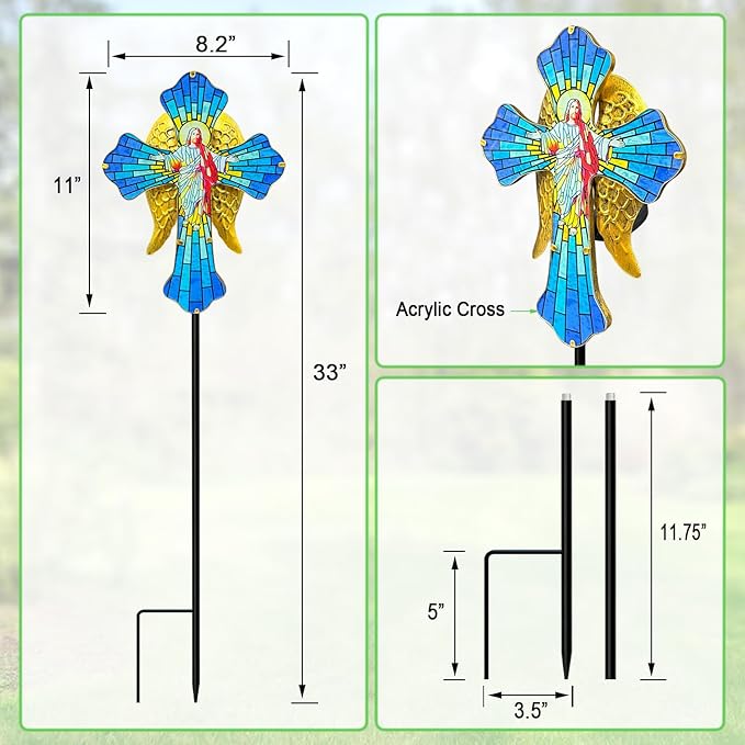 Solar Jesus Cross for Gemetery Graver, Grave Decorations for Cemetery, Sympathy - Image 7