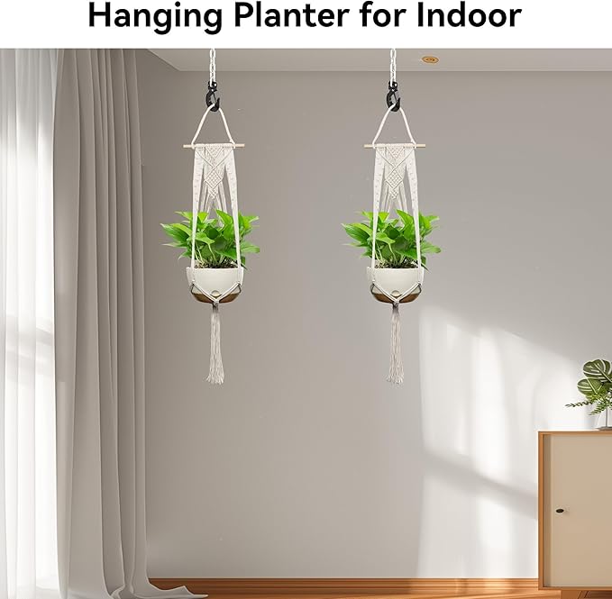 USLAI Macrame Plant Hanger Indoor Outdoor, Fits 4 to 12 Inch Pots, Hanging - Image 4
