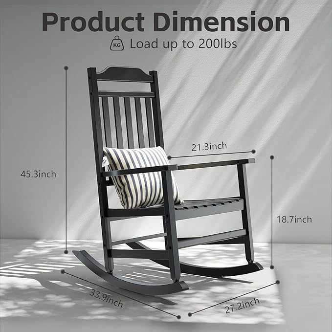 Patio Rocking Chair Outdoor Set of 4, Weather Resistant Poly Resin Oversized - Image 3
