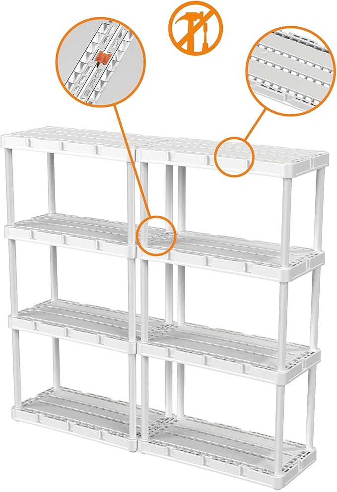 Gracious Living 4 Shelf Knect-A-Shelf Ventilated Light Duty Storage Home - Image 8