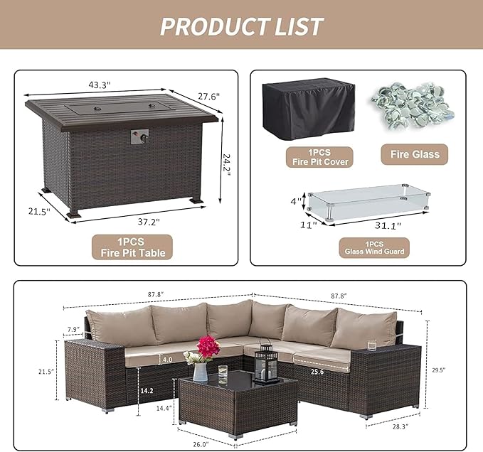 Kullavik 7 Pieces Outdoor Patio Furniture Set - Image 6