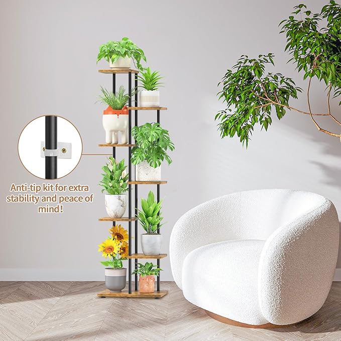 LASZOLA Black 6 Tiered Wood Plant Stand Indoor - Image 7
