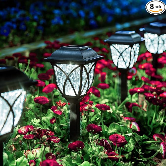 GIGALUMI 8 Pack Solar Lights Outdoor Waterproof, LED Solar Garden Lights by GIGALUMI