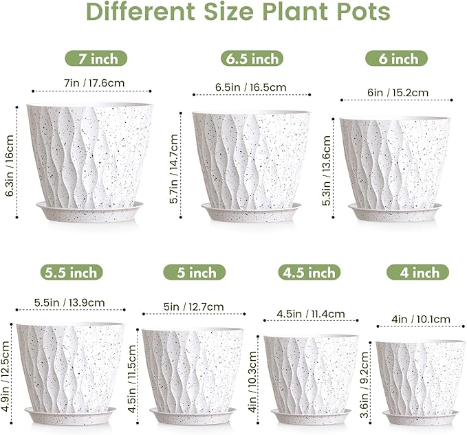 7/6.5/6/5.5/5/4.5/4 inch Plant Pots - Image 2