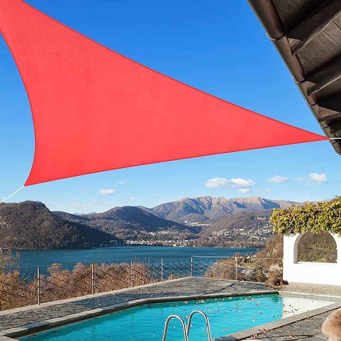 KANAGAWA Sun Shade Sail 12'x12'x12' Scarlet Triangle UV Block Canopy Awning by KANAGAWA